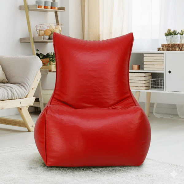 Kingwell XXXL Faux Leather Chair Bean Bag – without Beans | Red | Cozy Seat for Home & Office