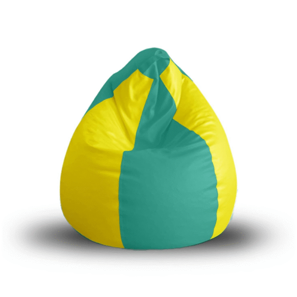 Kingwell Premium Leatherette Classic Bean Bag Cover (Without Benas) XXXL, Teal Yellow, Durable, Lightweight.