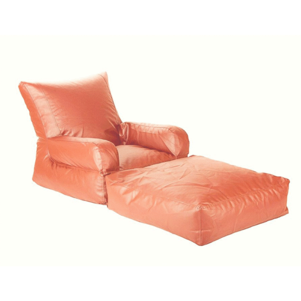 Kingwell XXXL Foldable Lounger Bean Bag Chair Cover Without Beans, Premium Faux Leather (Tan)