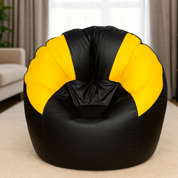 Kingwell XXXL Muddha Bean Bag Chair Cover Without Beans (Black & Yellow)