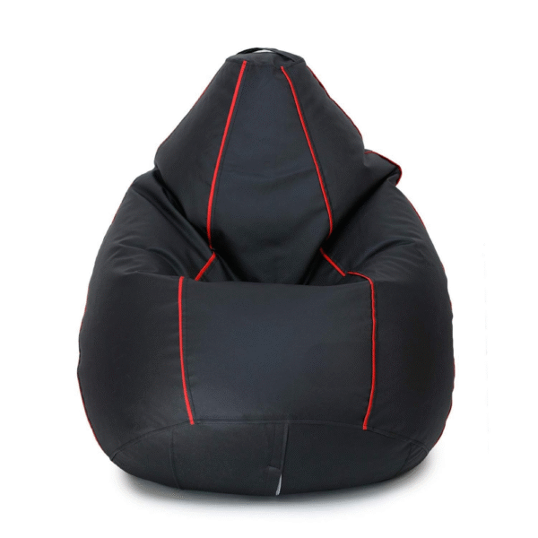 Kingwell Bean Bag Chair Cover, Ultra Comfortable Faux Leather, Black Red XXXL, Lightweight & Ergonomic.