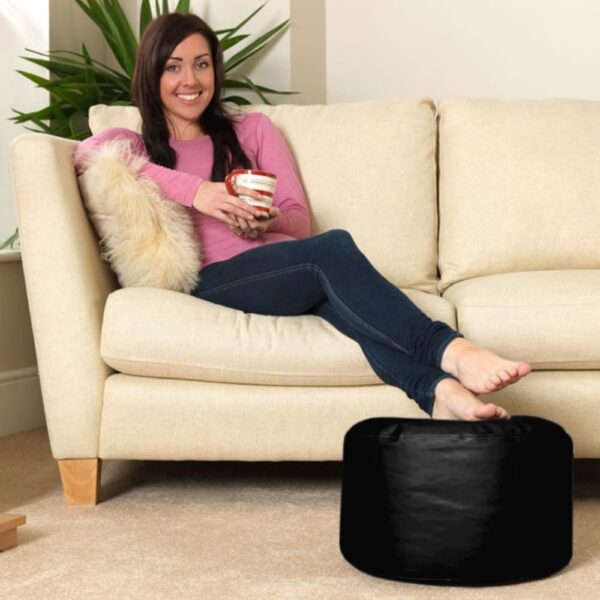 Kingwell Bean Bag Faux Leather Footrest, Black Color, Lightweight, Durable, Multipurpose Ottoman Footrest.